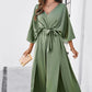 Women's Elegant Split Solid Color V-Neck Dresses