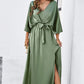 Women's Elegant Split Solid Color V-Neck Dresses