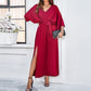Women's Elegant Split Solid Color V-Neck Dresses