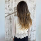 Women's V-Neck Lace Embroidery Long Sleeve Blouse