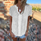 Women's V-Neck Embroidery Hollow Short Sleeve Shirt