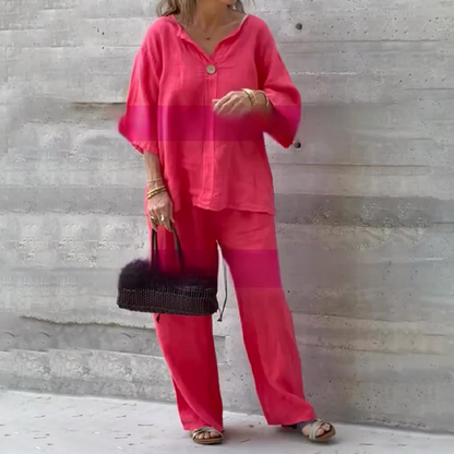 Loose Fit Short Sleeve Top & Wide Leg Pants Set