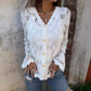 🏆Flash Sale⚡ 50K+ SOLD! Almost Gone-💥Cutout Embroidered V-Neck Button Long Sleeve Top，Best gifts