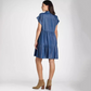 Women’s Lapel Short Sleeve Pleated Button-Down Dress