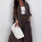 Women's Casual Cardigan Wide Leg Pants 2 Pieces Set