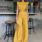 Women's Elegant Solid Color Ruffle Jumpsuit