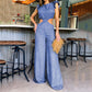 Women's Elegant Solid Color Ruffle Jumpsuit