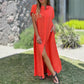Women's Casual Button-Down Loose Side-Split Shirt Dress