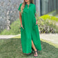 Women's Casual Button-Down Loose Side-Split Shirt Dress