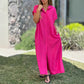 Women's Casual Button-Down Loose Side-Split Shirt Dress