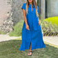Women's Casual Button-Down Loose Side-Split Shirt Dress