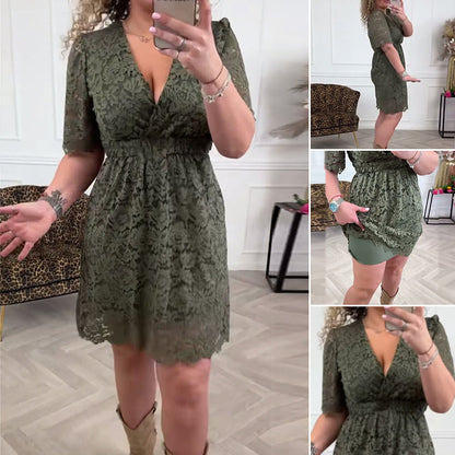 🎯 Factory direct supply ✨Women's Elegant V-Neck Lace Dresses