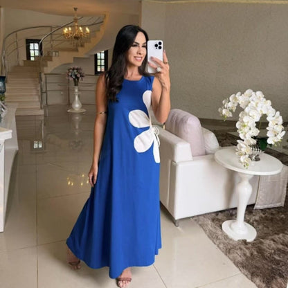 Women's Elegant Printed Sleeveless Dress