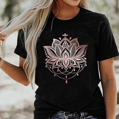 Women's Printed Round-Neck Short-Sleeve T-Shirt