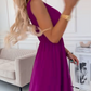 V-Neck Sleeveless Chiffon Dress