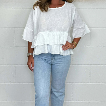 Women's Stylish Casual Loose Fit Ruffle Top