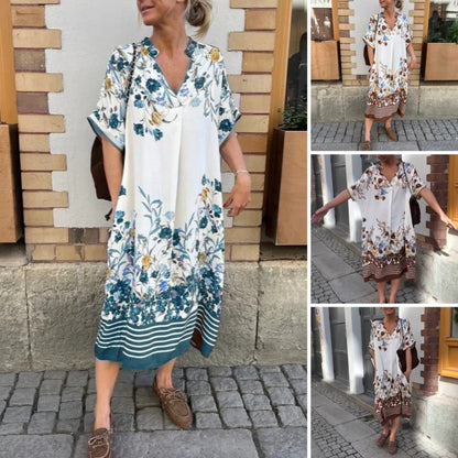 Women’s Floral Print Casual Loose Midi Dress