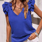 V-Neck Ruffle Sleeveless Stretch Top
