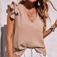 V-Neck Ruffle Sleeveless Stretch Top