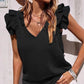 V-Neck Ruffle Sleeveless Stretch Top
