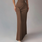 Pleated & Drawstring Slim Maxi Dress