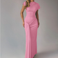 Pleated & Drawstring Slim Maxi Dress