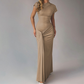 Pleated & Drawstring Slim Maxi Dress