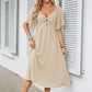 Bowknot V-Neck Pleated Long Dress