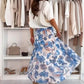 Women's Solid Tops ＆ Floral Printed Skirts Two-Piece Set