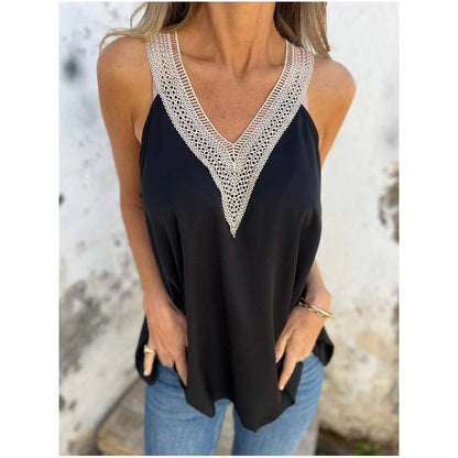 Women's Casual Solid Color Lace V-Neck Vest
