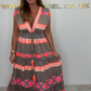 Women's Loose V-Neck Vintage Stripe Pattern Sleeveless Dress