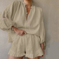 Women's Breathable Elegant Loose-Fit Puff Sleeve 2-Piece Set