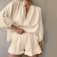 Women's Breathable Elegant Loose-Fit Puff Sleeve 2-Piece Set