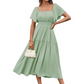 Women's Elegant Solid Square Neck Flowy Dress