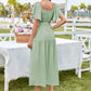 Women's Elegant Solid Square Neck Flowy Dress