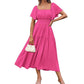 Women's Elegant Solid Square Neck Flowy Dress