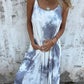 Women Tie Dye Gradient Color Printed Spaghetti Strap Dresses