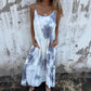 Women Tie Dye Gradient Color Printed Spaghetti Strap Dresses