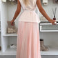 Women's Elegant Button-Down Sleeveless Tops ＆ Pleated Skirt Set