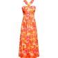 Cross Halter Sleeveless Floral Printed Dress