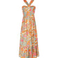 Cross Halter Sleeveless Floral Printed Dress
