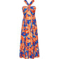 Cross Halter Sleeveless Floral Printed Dress
