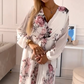 Women's V-Neck White Floral Dress With Belt
