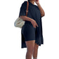 Women's Solid Round-Neck Dress ＆ Shorts Set