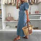 Women's Denim Button-Down Shirt Dress