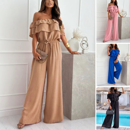 Women’s Off Shoulder Ruffle Jumpsuit