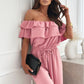 Women’s Off Shoulder Ruffle Jumpsuit
