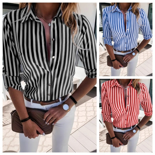 Women's Casual Vertical Striped Shirt