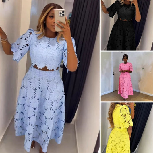 Women's Fashion Hollow Design Two-piece Set