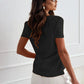 Women's Solid V-Neck Short Sleeve Tops